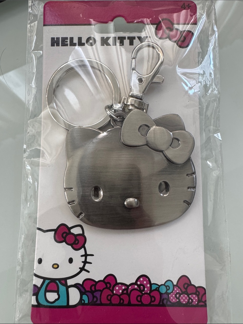 Sanrio Hello Kitty Silver Metal Key Ring Bag Handbag Charm with Bow new